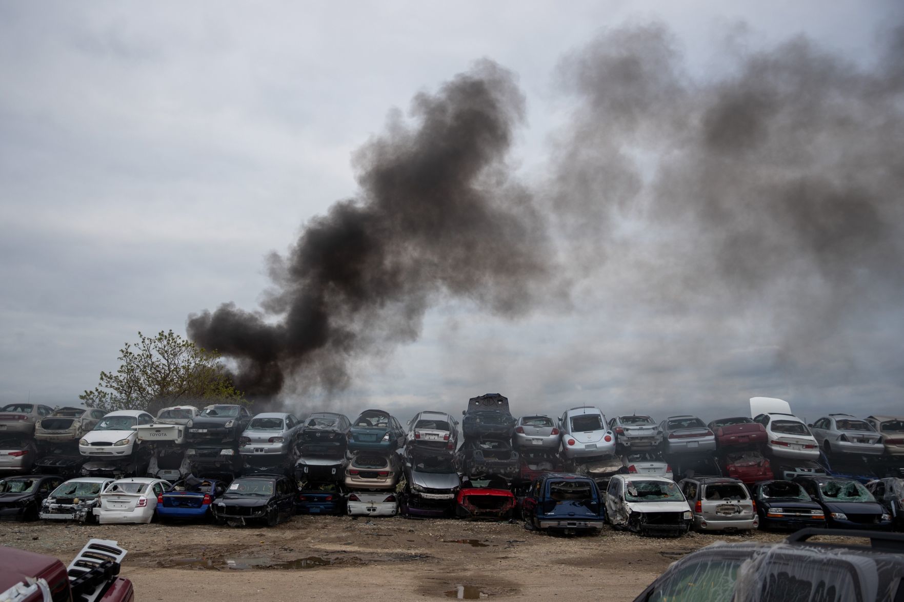 Salvage yard fire